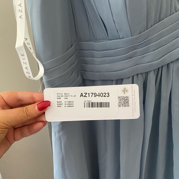 NWT, new, never worn Azazie “Maren” bridesmaid dress, size 20, dusty blue - Picture 9 of 16